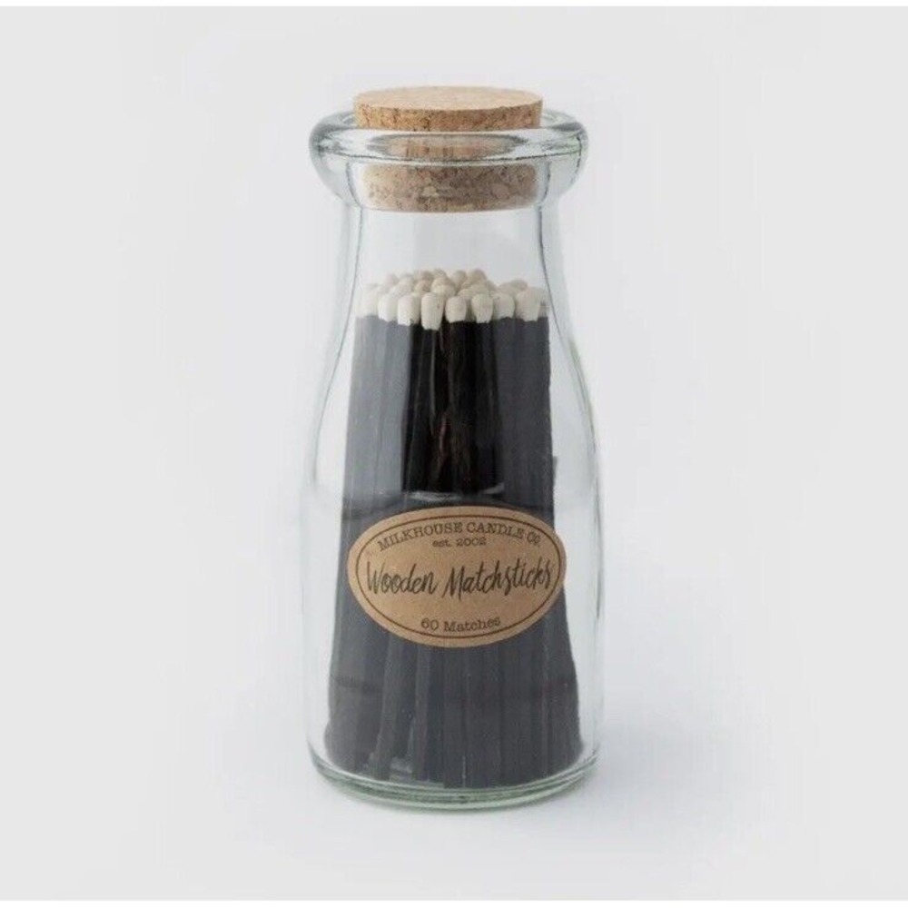 Wooden Matches in 8 oz Glass‎ Milkhouse Milk bottle Jar